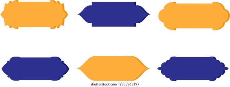 Set of colored silhouettes of Islamic windows.Arab frame set.Ramadan kareem simbol icon.