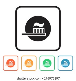 Set of colored simple web icons (toothbrush and toothpaste, dental, hygiene), vector