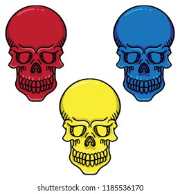 Set of colored skulls