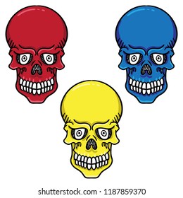 set of colored skulls