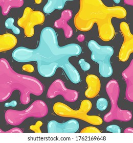 Set of colored slime spots. Cartoon vector children illustration. Fantasy abstract background. Seamless pattern