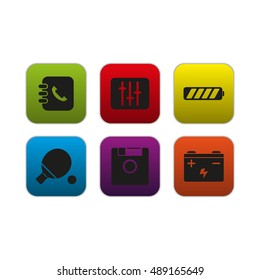 Set of colored smartphone app icons.