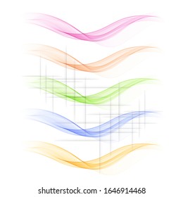 
Set of colored smoky waves on an abstract background. Design element