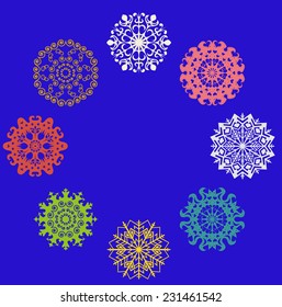 set of colored snowflakes. Vector illustration