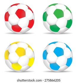 Set of colored soccer balls vector illustration