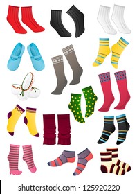 Set colored socks white background