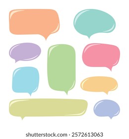 Set of colored speech bubbles on a white background with highlights