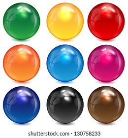 Set Of Colored Spheres On A White Background