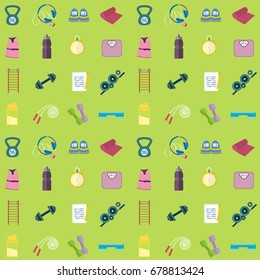 Set of colored sport icons on green background