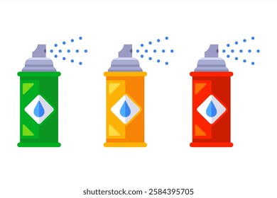 set of colored spray cans spray paint. paint with paint.