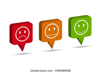 A set of colored square signs indicating emotions. Simple design.