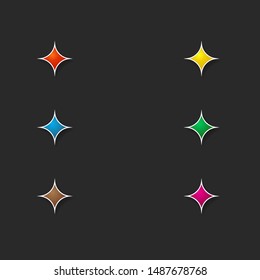Set of colored stars for the interface on a dark background.