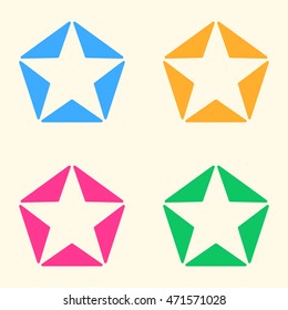 Set of colored stars of triangles logos.