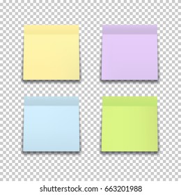 Set of colored stickers isolated on transparent background.