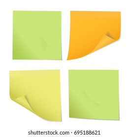Set of colored stickers on notes of different colors, isolated on white background - vector