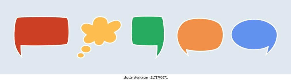 A set of colored stickers with a white frame. for text or cloud. Flat vector illustration. Eps10