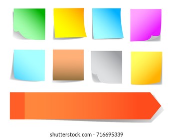 Set colored sticky papers - stock vector