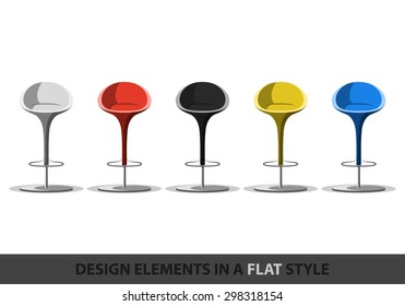 Set of colored stools in a flat style. Vector. 