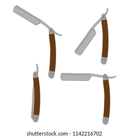 Set of colored straight razor isolated vector illustration on a white background