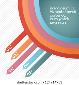 Set of colored stripes with circle. On white background