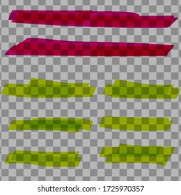Set of colored strokes markers. Vector highlight brush lines. Hand drawing sketch underlined, stripes. Elements on an isolated transparent background.
