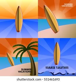 Set of colored summer vacation graphic designs, Vector illustration