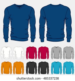 Set of colored sweatshirts templates for men.