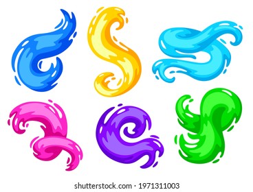 Set of colored swirls or paint blots.