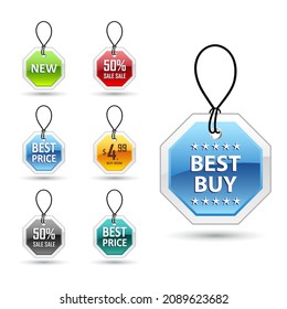 Set of colored tags. Best buy collection tags. Vector design element for promotion, discount and sale.