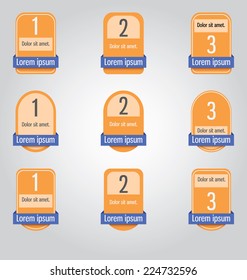 Set of colored tags and labels.