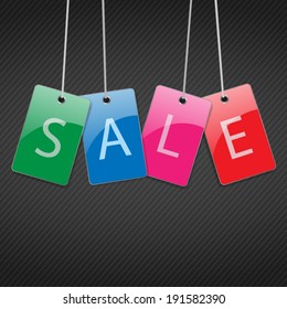 Set of  colored  tags for sale.