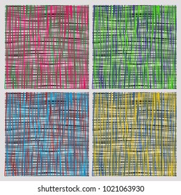 Set of colored textile gauze backgrounds. Vector illustration.