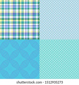 Set of colored textures. Seamless abstract patterns. Wallpapers of the surface. Prints for design