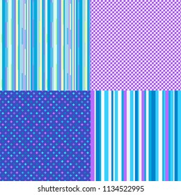 Set of colored textures. Seamless pattern with many lines. Striped multicolored background. Geometric wallpaper of the surface. Print for polygraphy, t-shirts and textiles