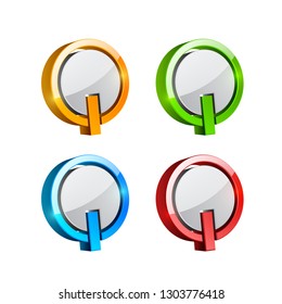 Set of colored three dimensional buttons, vector illustration of round web button
