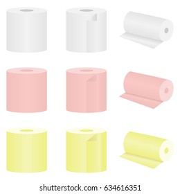 Set of colored toilet paper. Flat design, vector illustration, vector.