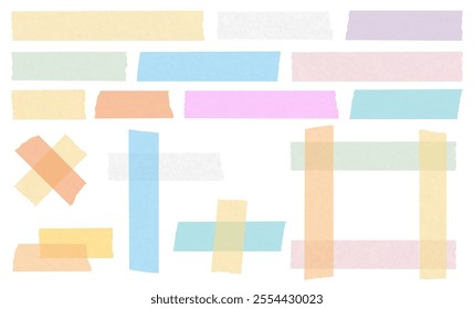 Set of colored transparent adhesive tape pieces, sticky tape, vector eps10 illustration