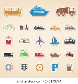 Set of colored transport icons, vector eps10 illustration