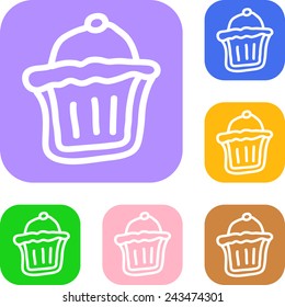 Set of colored trashcan