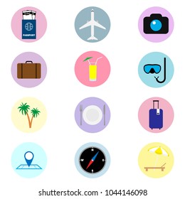 Set of colored travel icons