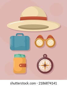 conjunto de artículos de viaje de color