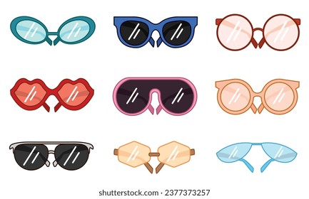 Set of colored trending eyeglasses icon Vector