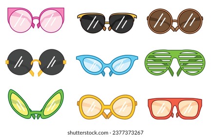 Conjunto de iconos de lentes de tendencia de color Vector