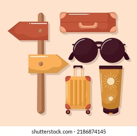 set of colored trip icons