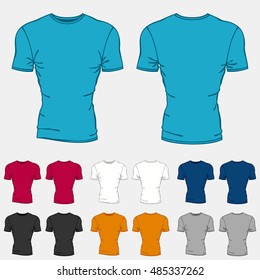 Set of colored t-shirts templates for men.