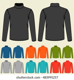 Set of colored turtlenecks templates for men.