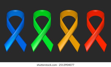 Un conjunto de cintas retorcidas de colores se arquea.