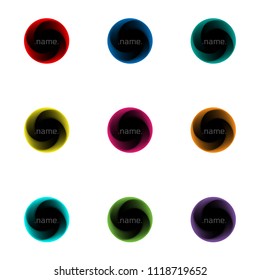 Set of colored twisting circles with black inside