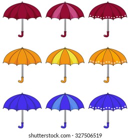 Set of colored umbrellas