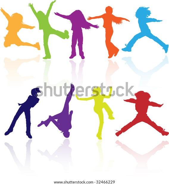 Set Colored Vector Silhouettes Group Active Stock Vector (Royalty Free ...